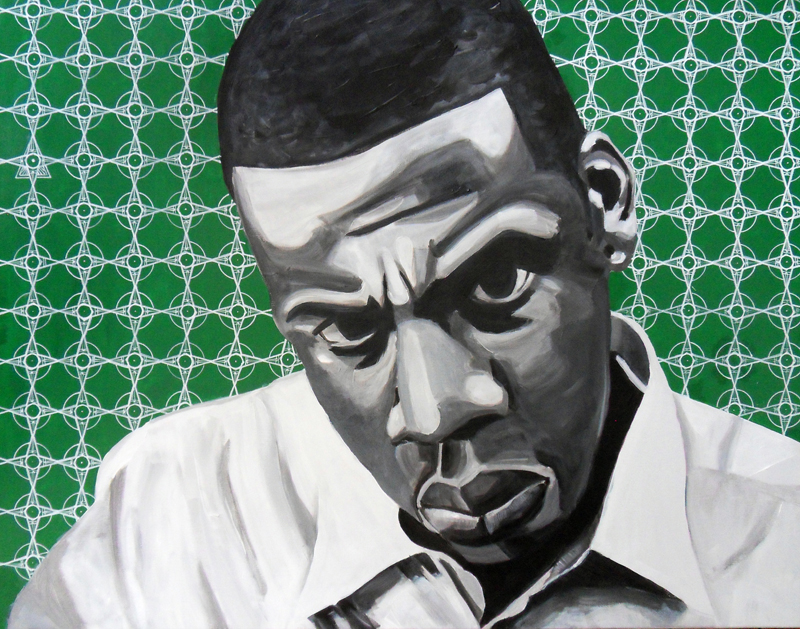 Shauwn Carter par Gary Storck, acrylique et posca sur toile, 60x80cm