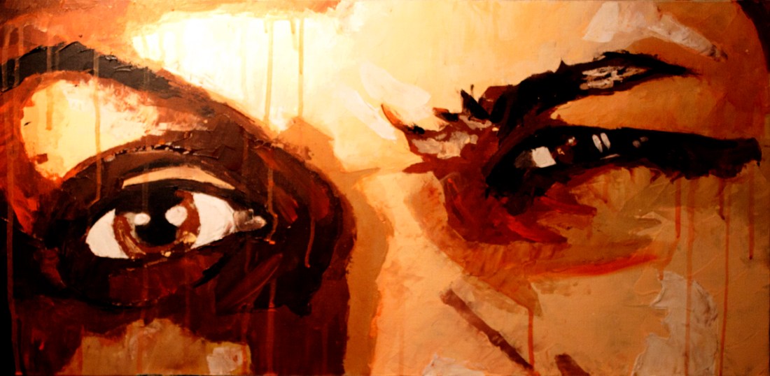 look at me by gary storck, 40 x 80 cm, acrylique